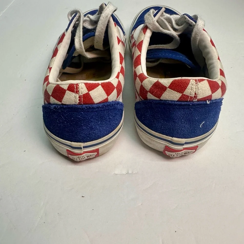 Vans Old Skool Pro‎ Red White Blue Checkerboard Sz 6.5